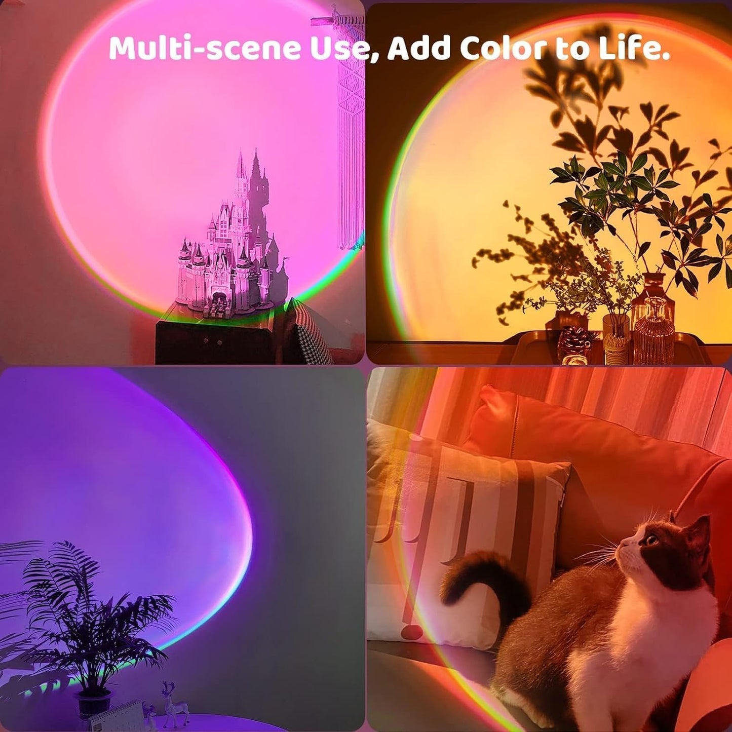 Sunset Lamp, Sun Light Projector for Aesthetic Room Decor,RGB Color Changing Night Light Mood Lighting for Bedroom,Gifts for Girl Kid Adults, 360°Rotation LED Light for Party TikTok Live Photography