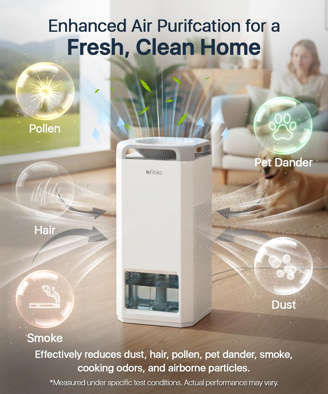 Afloia Humidifier for Bedroom & Large Room – Mist Free Evaporative Humidifier and Air Purifier in One with 4-Way Airflow, Top Fill Design, Quiet Sleep Mode, Up to 20H Runtime, Auto Humidity Control