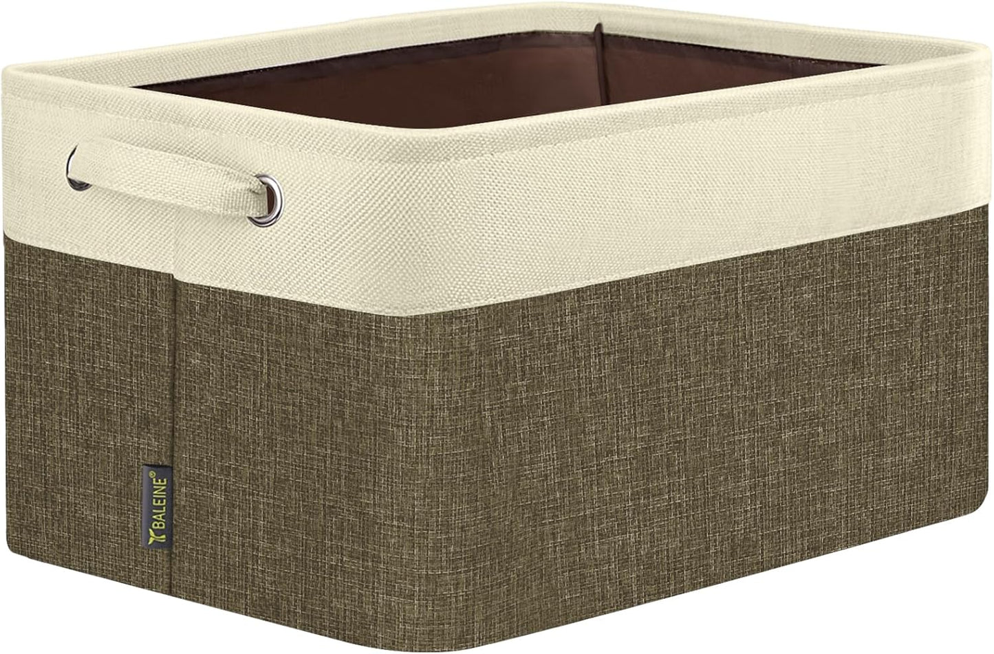 BALEINE 4 Pack Fabric Closet Storage Bins for Shelves, Linen Closet Organizers and Storage, Decorative Baskets for Organizing, Shelf, Clothes, Home, Office (Brown, 12"x8"x8")