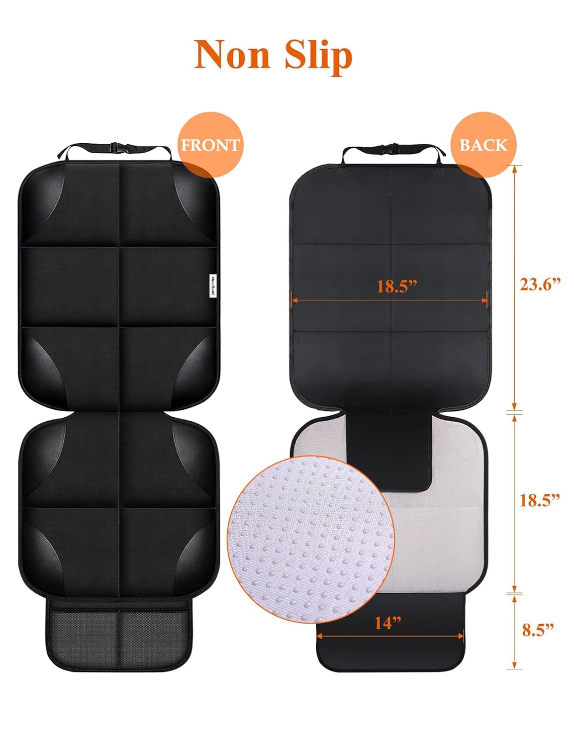 Meolsaek Car Seat Protector for Child Car Seat, Durable 600D Fabric Waterproof Car Seat Cover with Thick Pad Non-Slip Backing，No Imprints (Black 1pc)