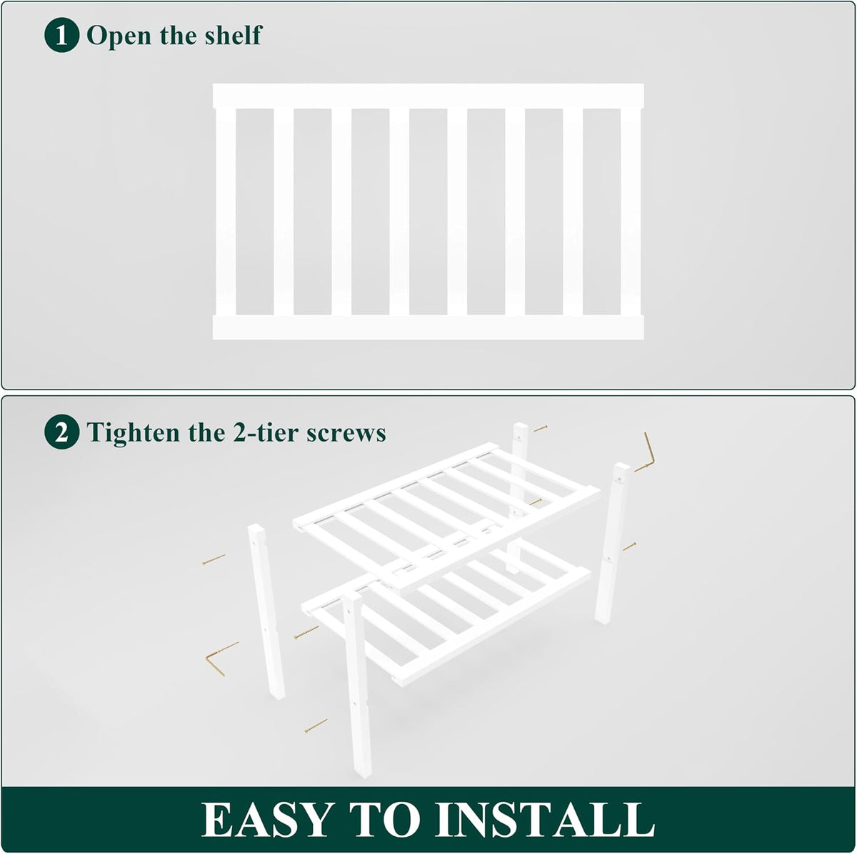 Smiry Bamboo Shoe Rack for Closet, 2 Tier - 17.32" Wide, White