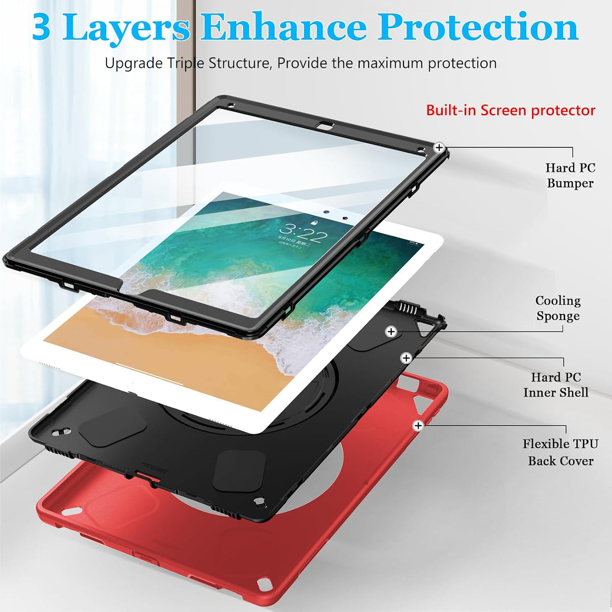 Miesherk STOCK Case for iPad Pro 12.9 2nd/1st Generation 2017/2015 Red