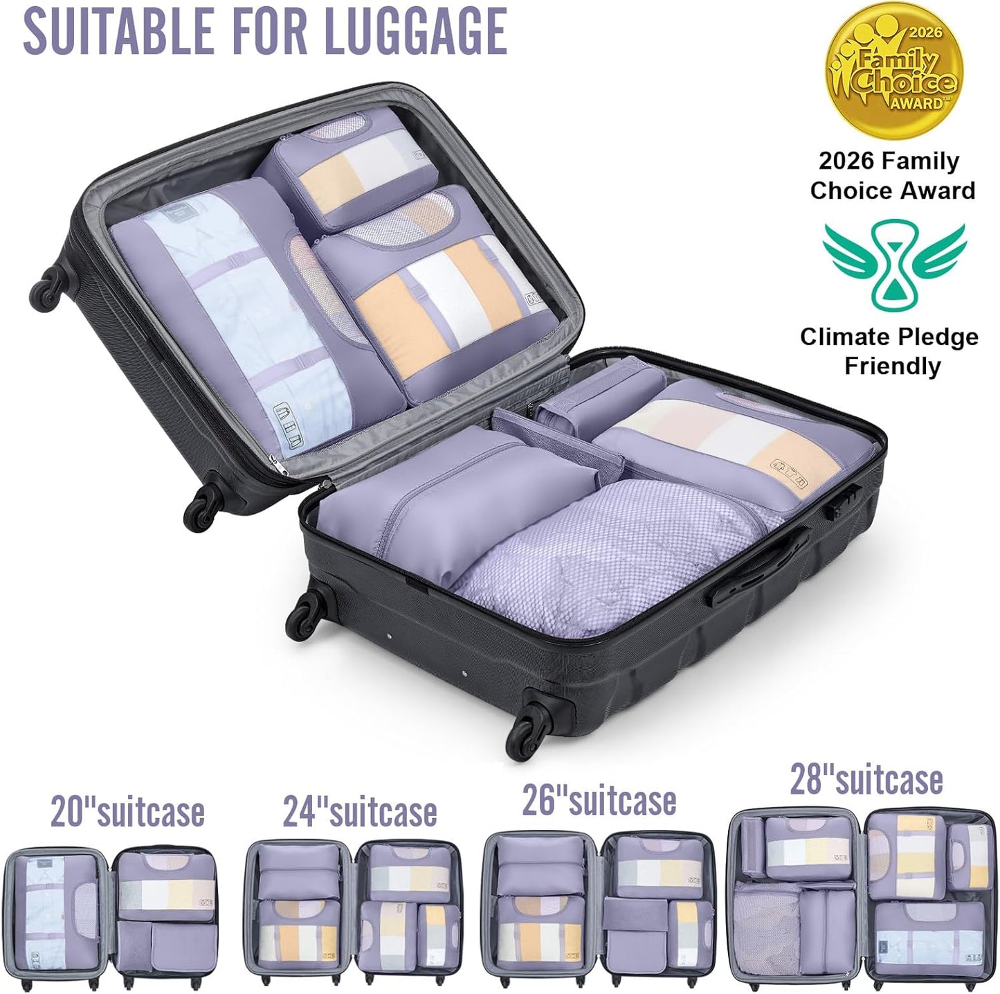 Veken 10 Set Packing Cubes for Travel Essentials, Suitcase Organizer Bags in 4 Sizes, Carry-On Luggage Accessories with Laundry Bag, Airplane Must Have, Gifts for Women Men