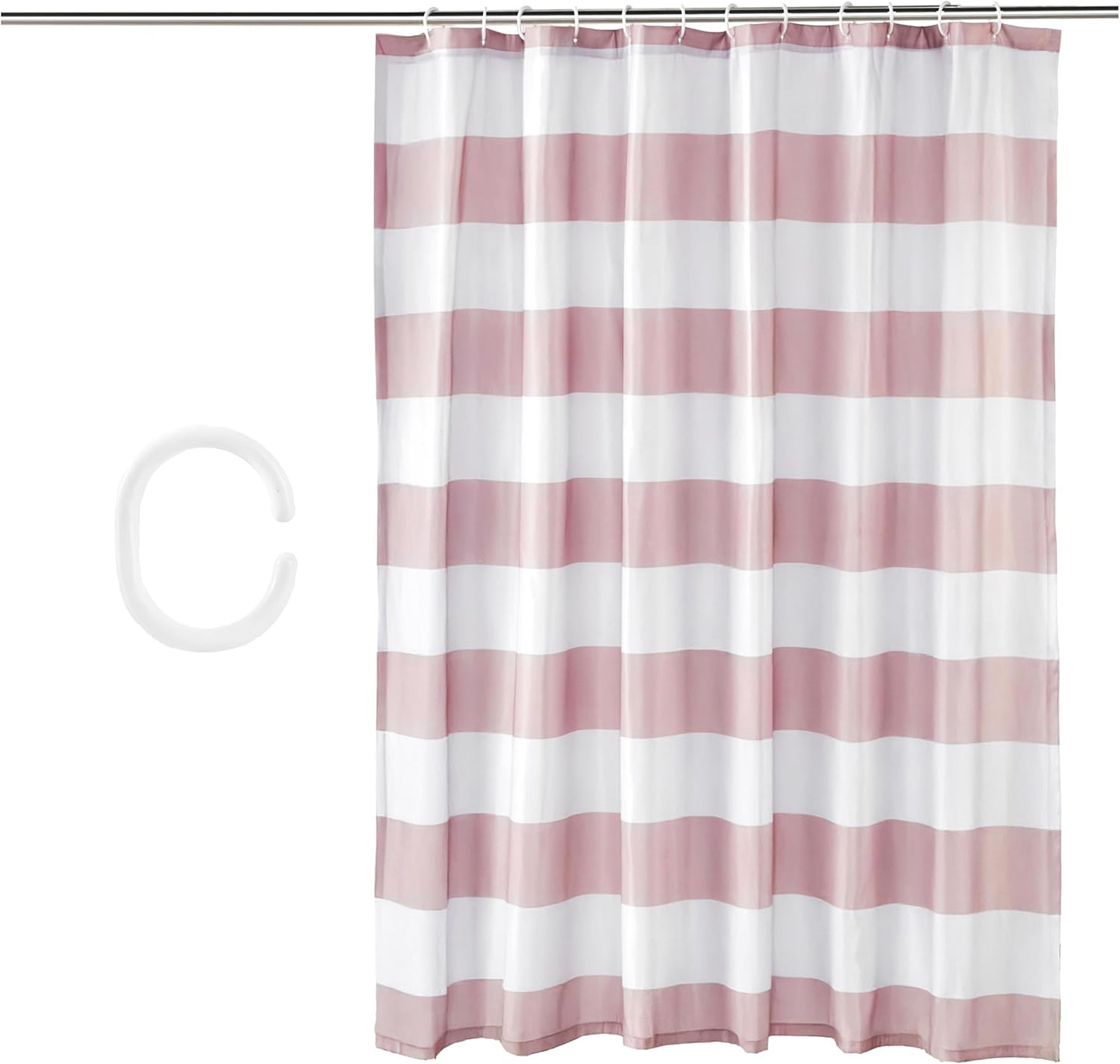 Amazon Basics Bathroom Shower Curtain, Water Resistant Fabric with Rust Proof Grommets & Hooks, Weighted Hem, Machine Washable, 72"x72", Light Brown, Beige