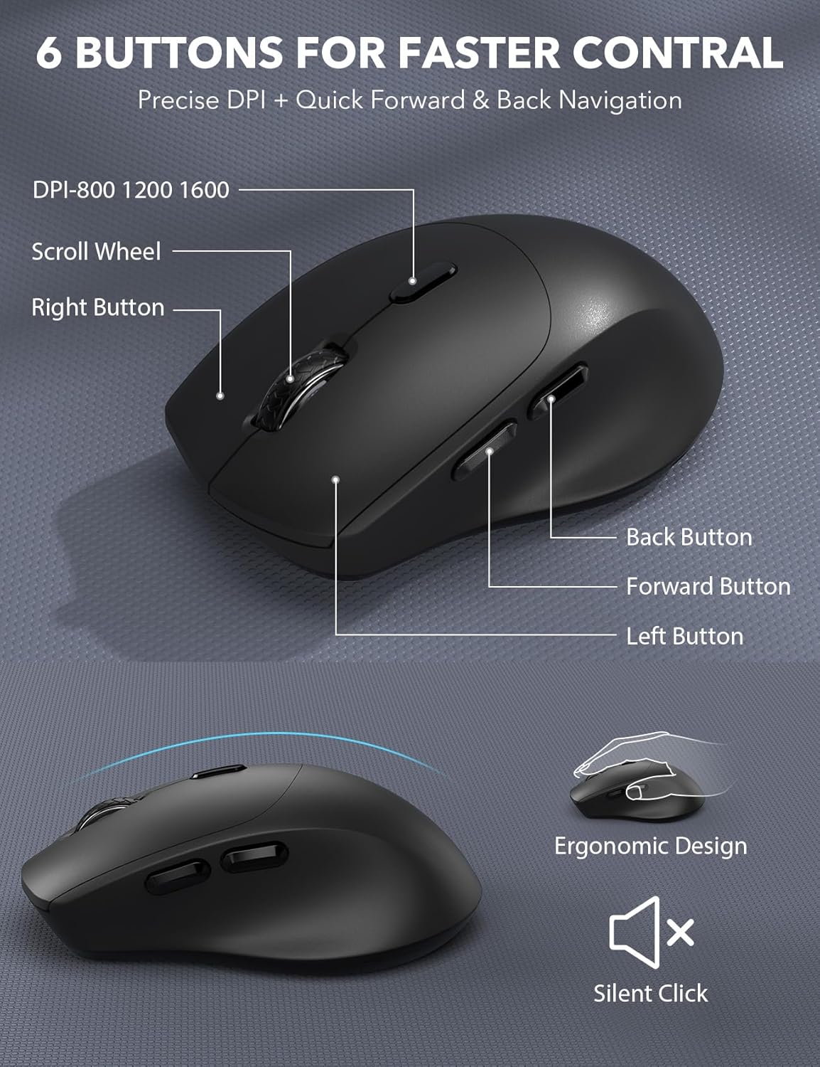 Wireless Keyboard and Mouse Combo - Full-Sized Ergonomic Keyboard with Wrist Rest, Phone Holder, Sleep Mode, 2.4G Quiet Keyboard for PC Laptop, Complete Work Setup for Office or Home -Trueque KM23