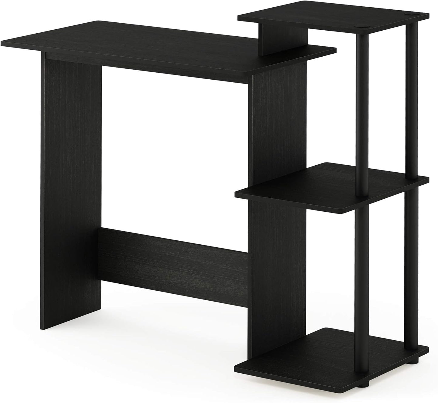 Furinno EFFICIENT Desk, 28.6" Wide Gaming Desk with 3 Open Side Shelves, Laptop Notebook Computer Desk, Office Desk for Home Office, Study Room, Dorm, Bedroom, Americano