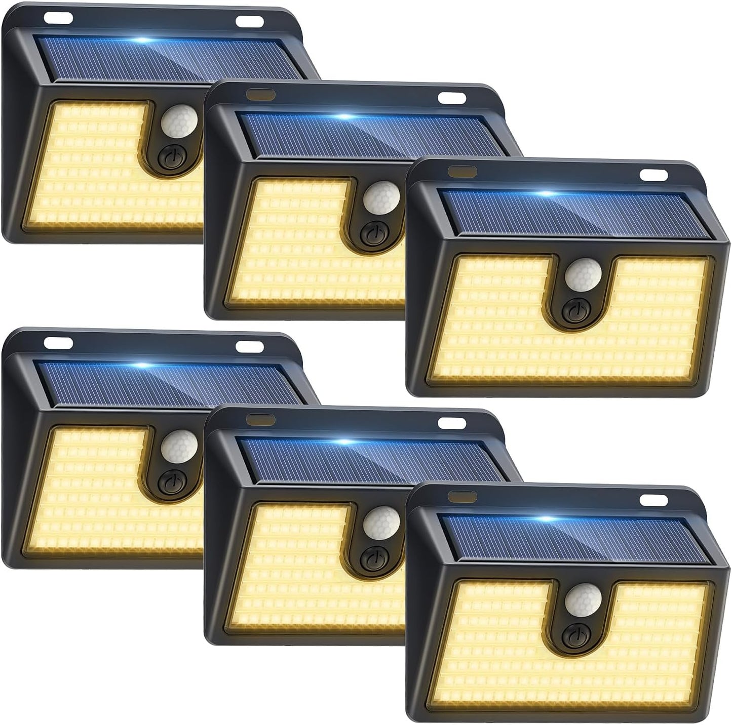 [6 Packs] Solar Motion Sensor Outdoor Lights, Super Bright Solar Lights Outdoor Waterproof, 3 Lighting Modes Security Wall Light for Outside Walking Dog Fence Backyard Deck Garden Door Step Garage