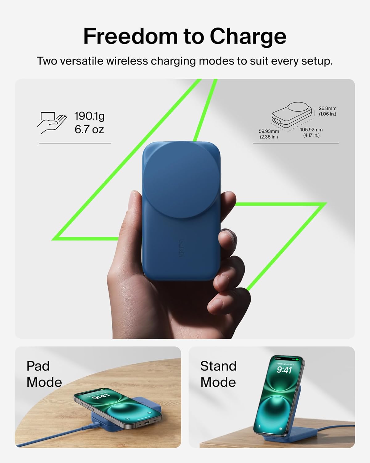Belkin Qi2.2 25W Wireless 3 in 1 Foldable Fast Charging Station for iPhone | Fast Charigng, MagSafe Compatible, iPhone 17/16/15, Apple Watch, AirPods, Travel Charger, Magnetic
