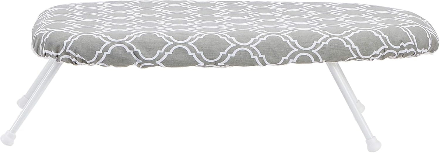 Amazon Basics Foldable Compact Tabletop Ironing Board with Folding Legs, Heat Resistant Portable, Lightweight, Non-Slip, Easy Storage, Trellis Removable Cover, 23.6"L x 7.1"W x 14.3"H, Chevron