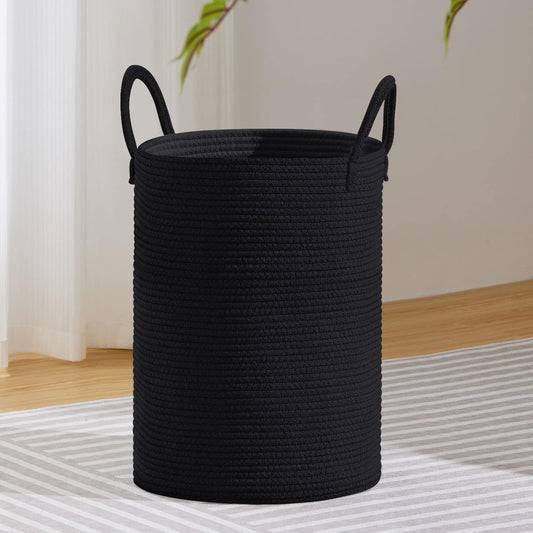 VIPOSCO 58L Tall Woven Laundry Basket Hamper, Black