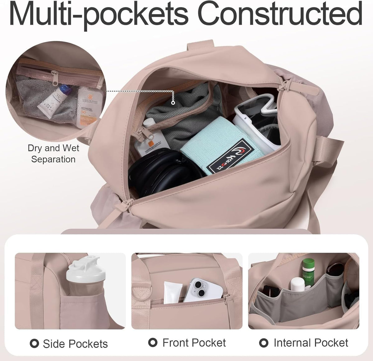 Mini Gym Bag for Women Girls Small Gym Tote Bag with Wet Compartment Waterproof Travel Duffle Bag Cute Workout Sport Bag