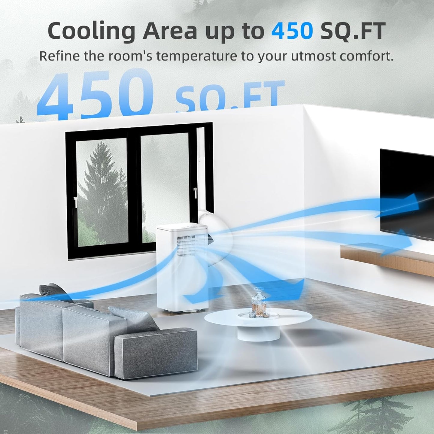 Antarctic Star 10000 BTU Portable Air Conditioner, 4-in-1 AC Unit with Cooling, Dehumidifier & Fan Modes, Sleep Mode, 24H Timer & Remote Control, Moving Wheels & Window Installation Kit