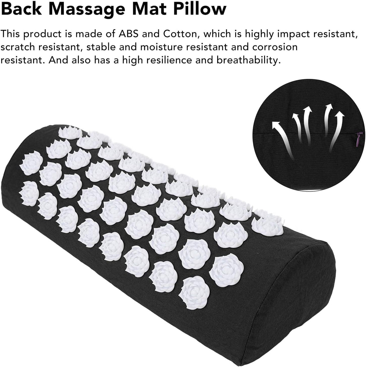Acupressure Pillow for Neck, Acupressure Massage Pillow, Floral Stimulation Design ABS and Cotton Material Great Yoga Meditation(Black)