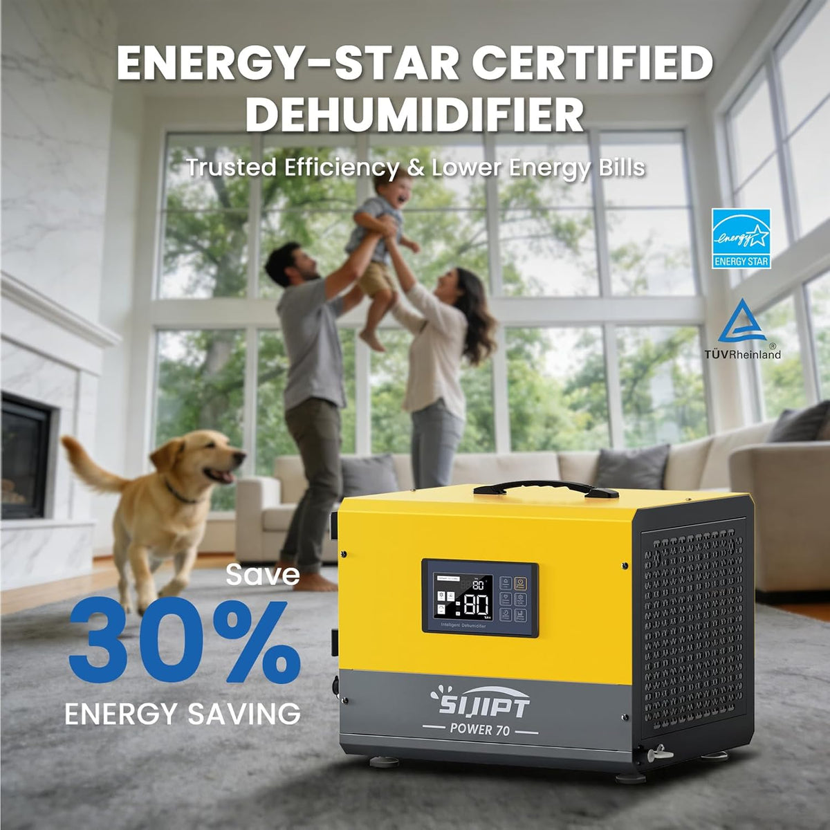 70 Pint Crawl Space Dehumidifier with Pump for 2000 Sq Ft – Energy Star Commercial for Basement, Auto Defrost, Memory Restart, Drain Hose