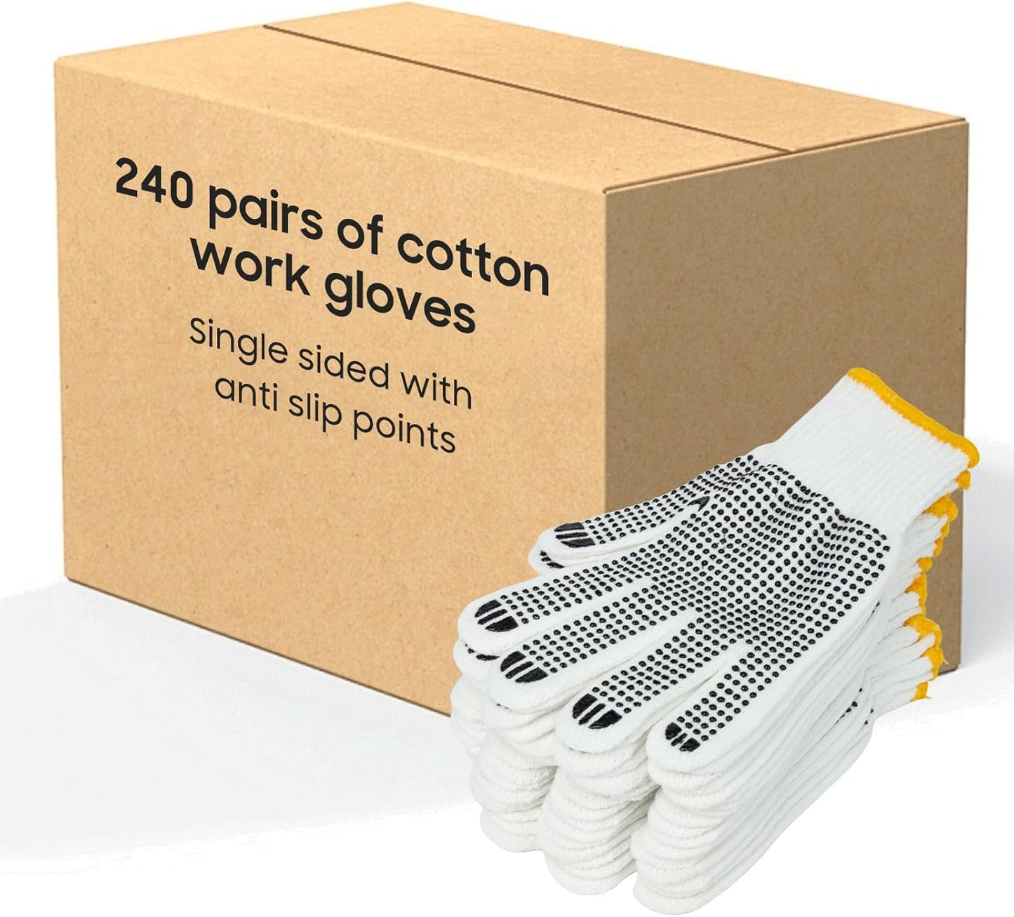 Unisex white cotton polyester knittedsafety gloves,suitable for gardening,warehouse,cooking work-12/36/240 pairs