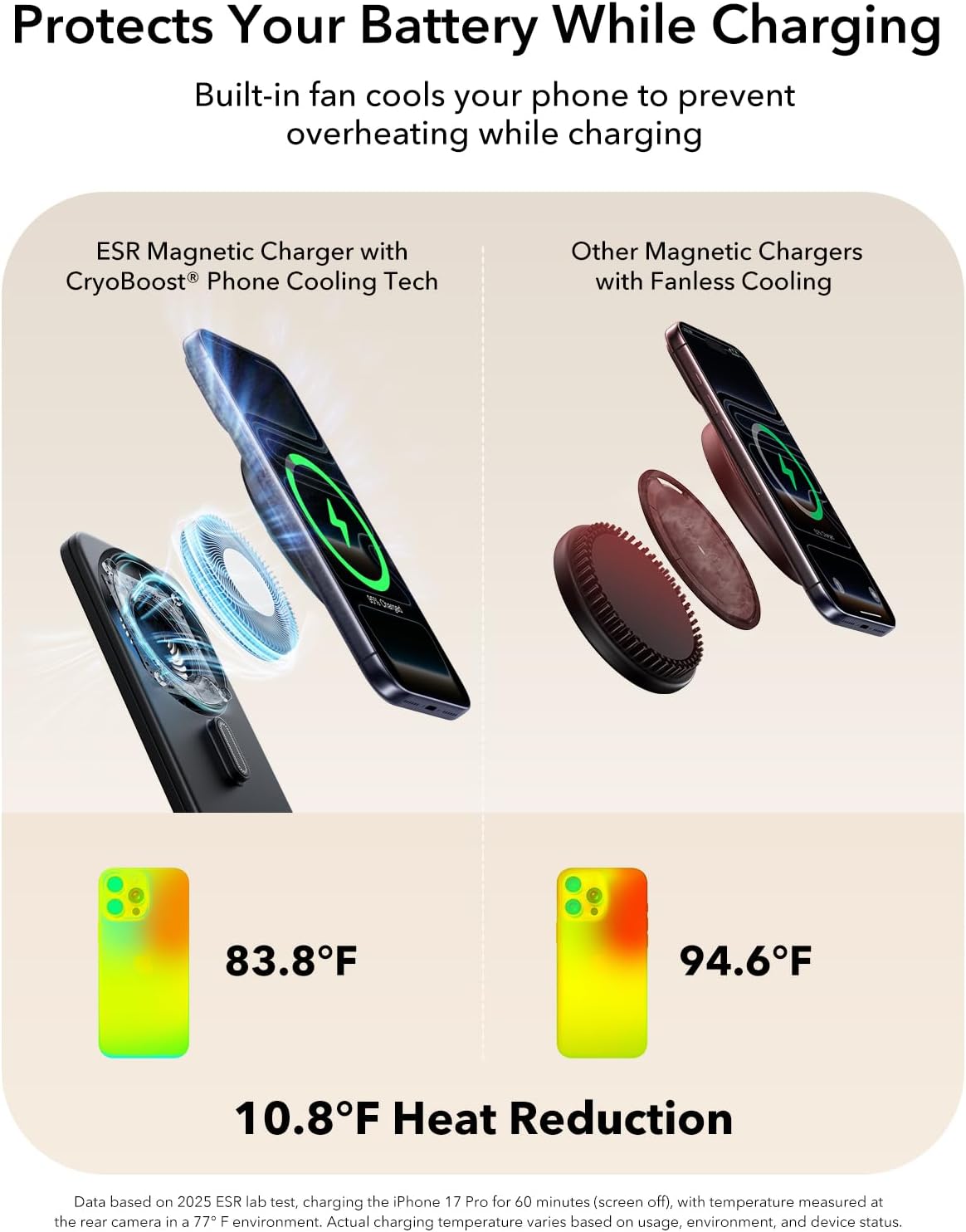 ESR 3 in 1 Charging Station, Qi2.2 Certified for iPhone 17/16 with iOS 26 | 25W Foldable Wireless Charger Stand w/Cryoboost,Phone Cooling Fast Charging Dock,for AirPods & Apple Watch,50W Adapter, Black