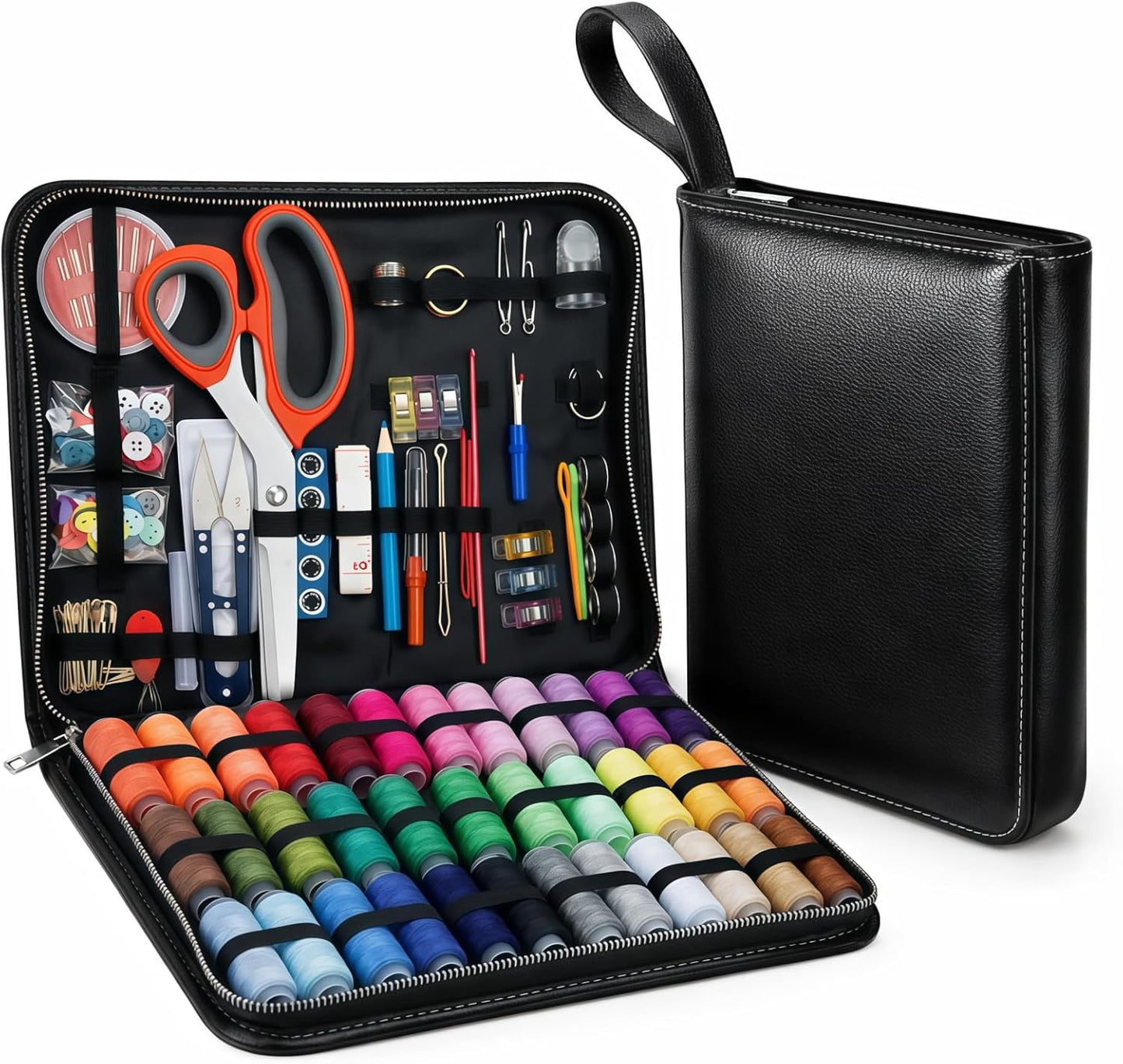 Forypretty Sewing Kit for Adults, 228 PCS Needle and Thread Kit with Tailor Scissors and Accessories, 43 XL Thread Spools, Travel Sewing Kit for Beginners, Oxford Cloth, Gift for Mom Grandma