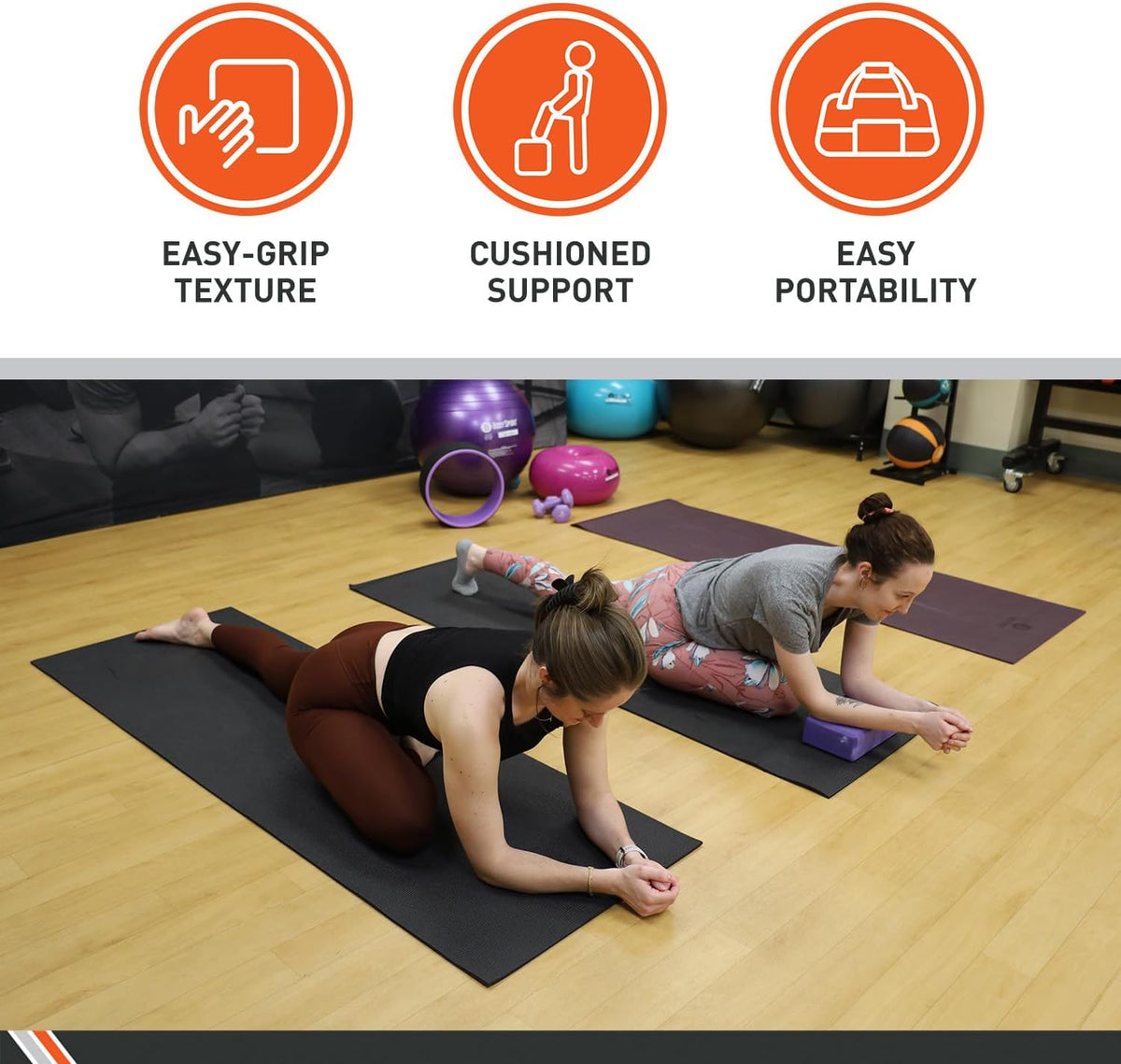 Body Sport Yoga Mat - High-Density, Non-Slip Surface with Shock Absorption - Ideal for Yoga, Pilates, and Home Workouts