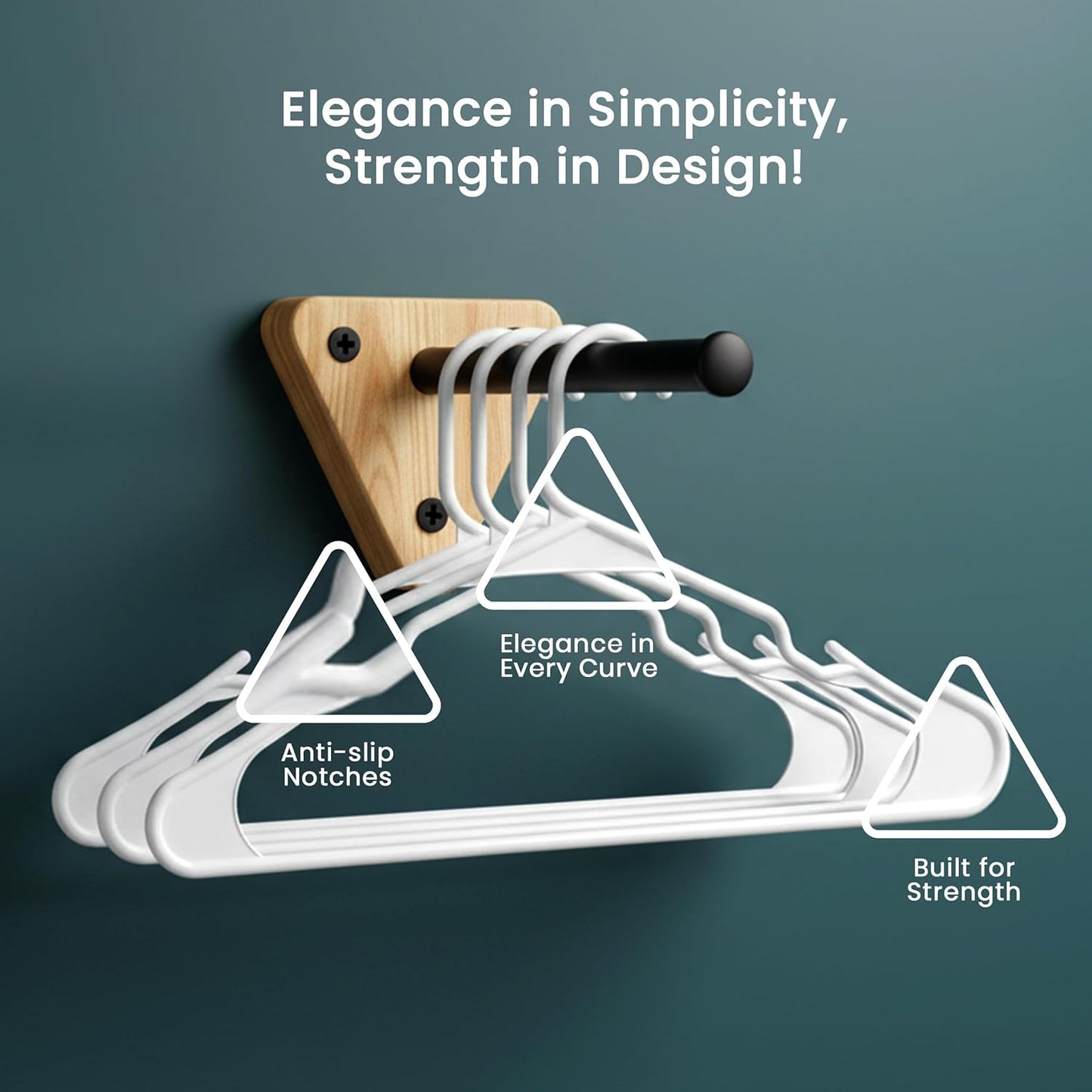 Utopia Home - Plastic Hangers 50 Pack - Space Saving Clothes Hanger - Durable and Strong Closet Organizers and Storage Makes It Ideal Stocking Stuffers or Apartment or Dorm Room Essentials (White)