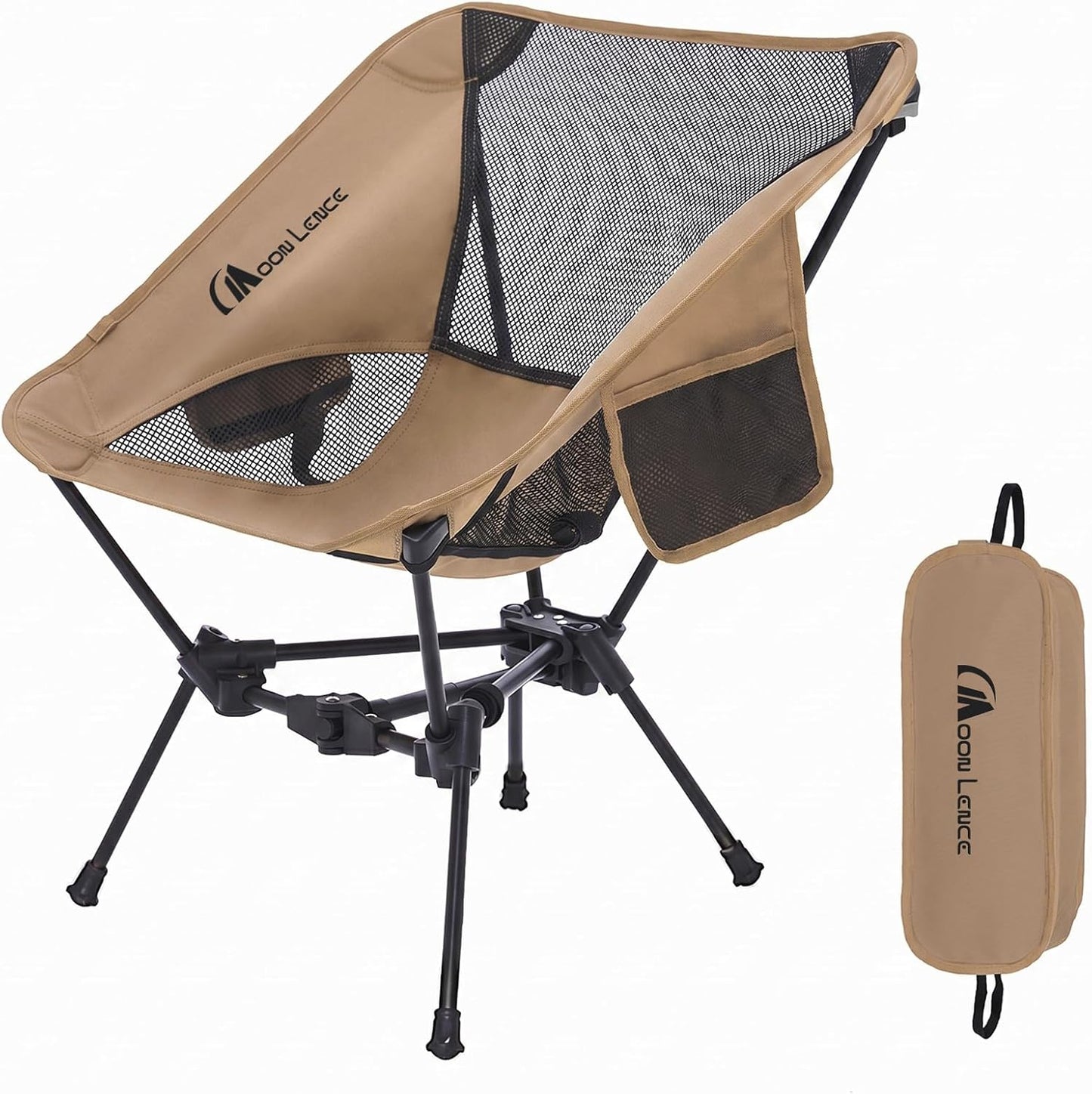 MOON LENCE Portable Camping Chair Lightweight Foldable Chair - The 4th Generation Portable Folding Chair - Compact, Ultralight Folding Chairs for Hiking Mountaineering Beach