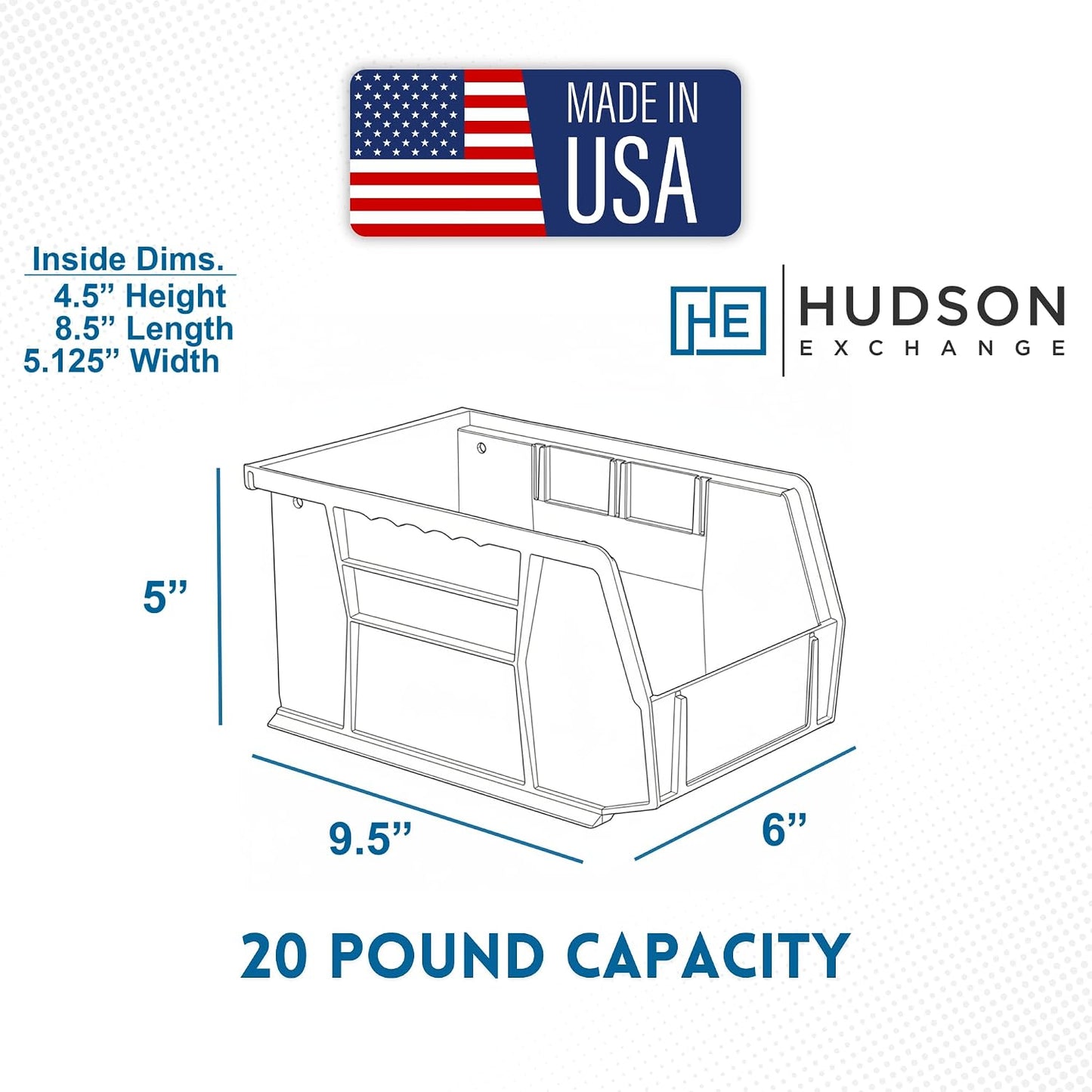 HE HUDSON EXCHANGE 9.5" x 6" x 5" Plastic Stackable Storage Bin, Red