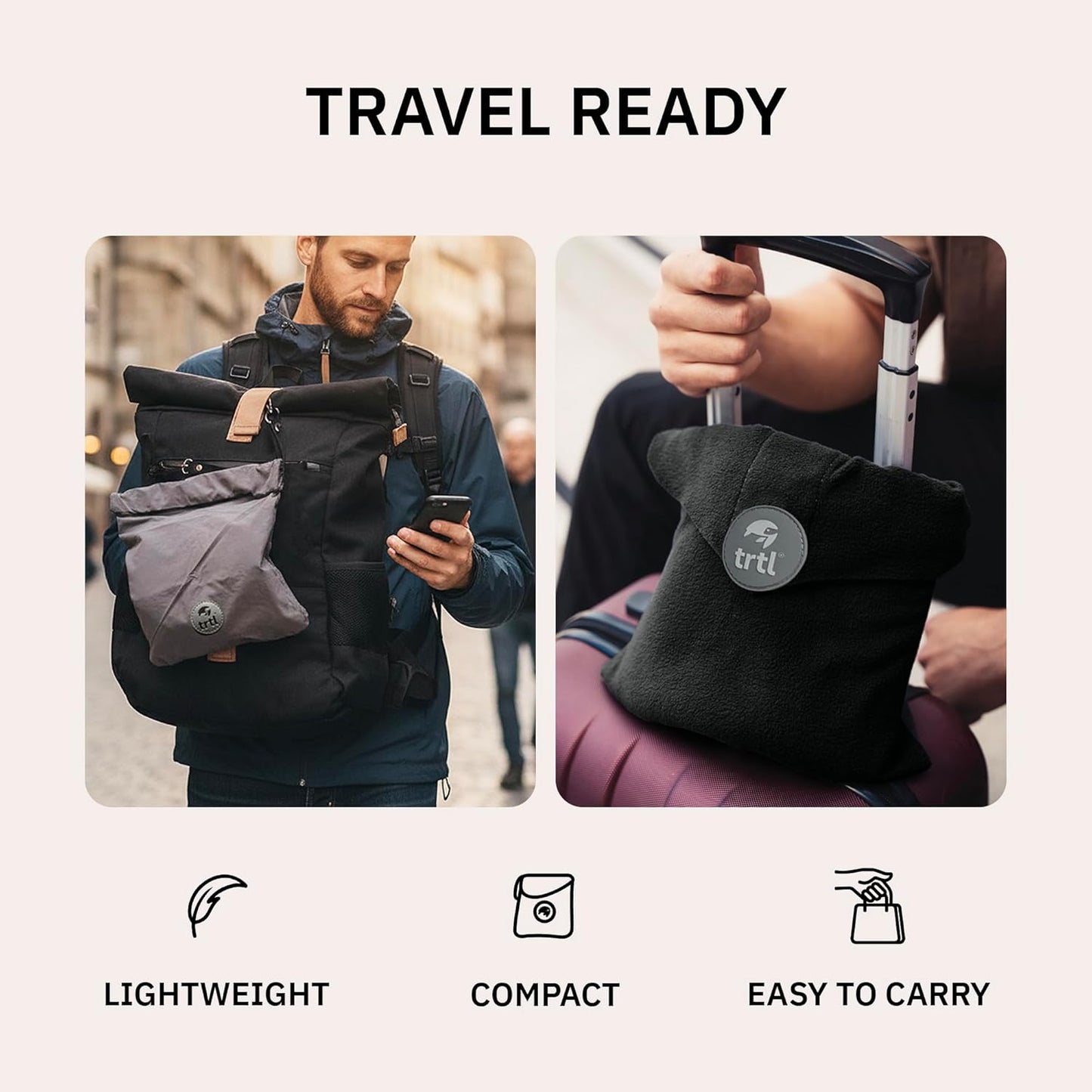 Trtl Pillow - Scientifically Proven, Super Soft Neck Support Travel Pillow for Airplanes - Lightweight and Machine Washable - Ergonomic Design for Traveling on Flights, Cars, and Trains - Grey