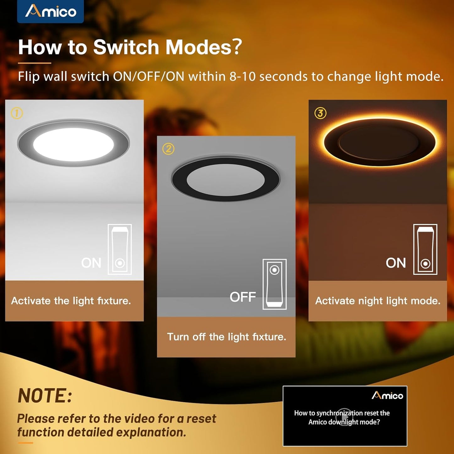 Amico 12 Pack Black 6 Inch 5CCT LED Recessed Ceiling Light with Night Light, 2700K/3000K/3500K/4000K/5000K Selectable Ultra-Thin Lighting, 12W=110W, 1100LM, Dimmable Canless Wafer Downlight - ETL&FCC