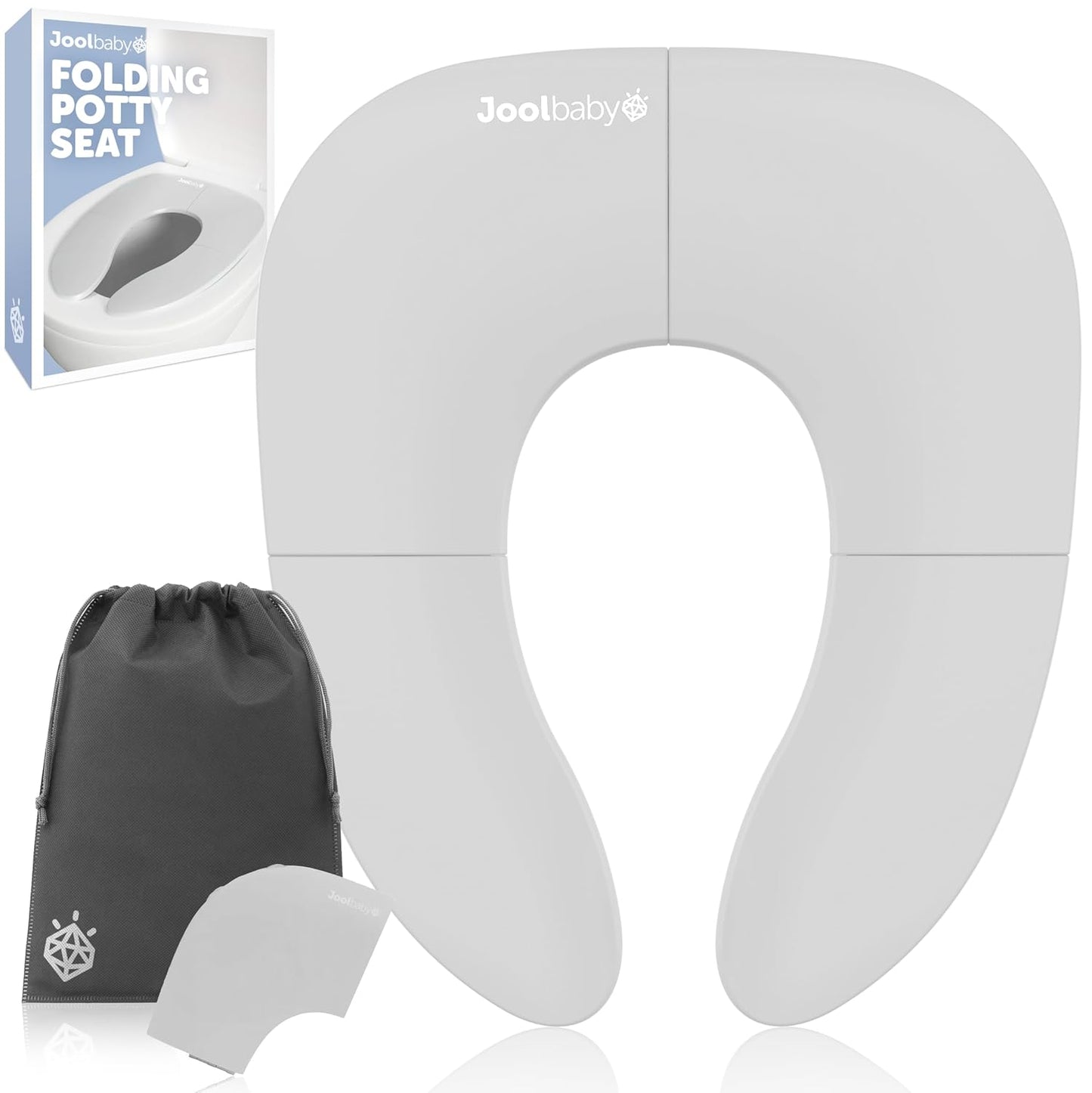 Jool Baby Folding Travel Potty Training Seat for Toddlers, Fits Round & Oval Toilets, Non-Slip Suction Cups, Includes Free Travel Bag (Aqua)
