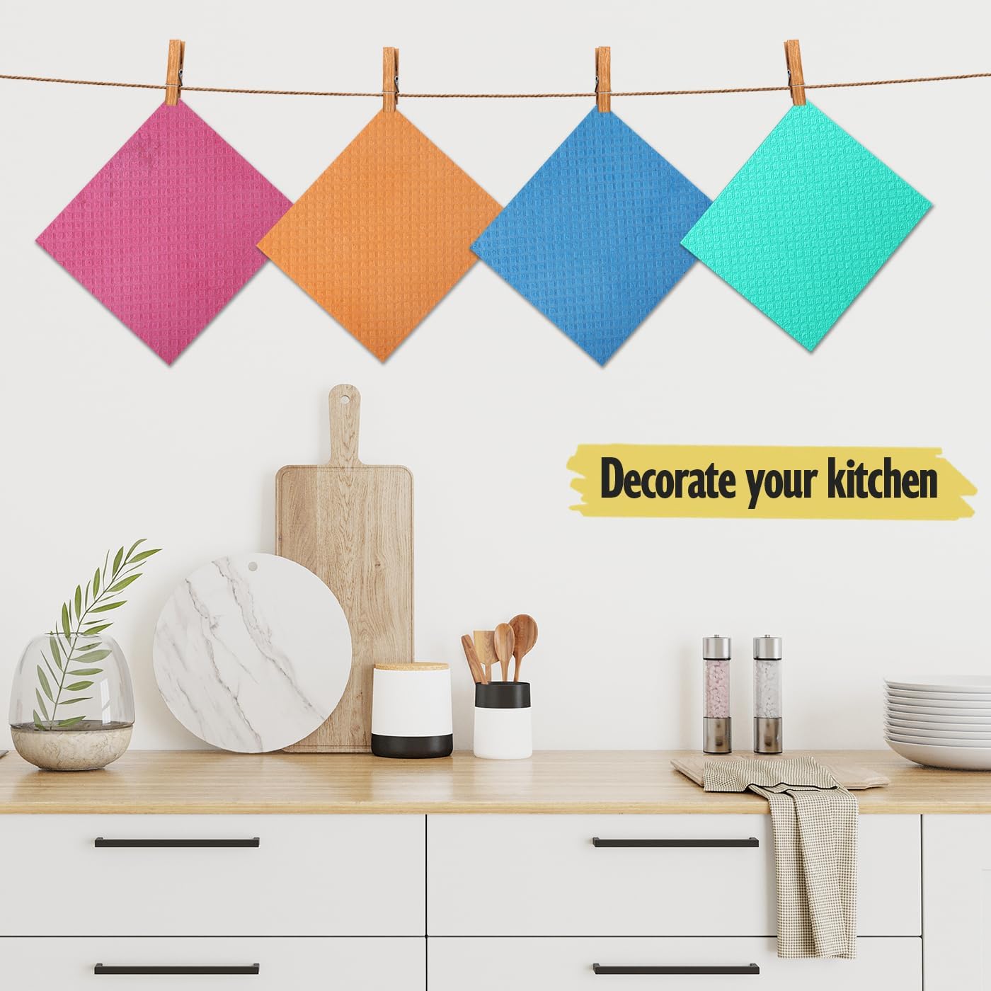 MoLKENE Swedish Dishcloths - 10 Pack Reusable Kitchen Dishcloths - Ultra Absorbent Dish Towels for Washing Dishes - Cellulose Sponge Cloth Cleaning Cloths - Blue