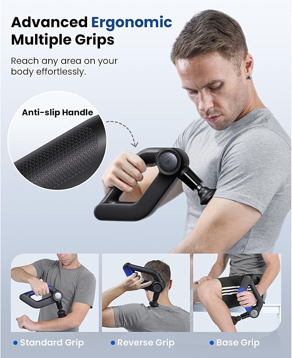 BOB AND BRAD D5 Pro Massage Gun with 13mm Amplitude, FSA-HSA Eligible, Professional Deep Tissue Percussion Massage Gun, Ergonomic D-Handle for Effortless Muscle Pain Relief, Birthday Gift for Men