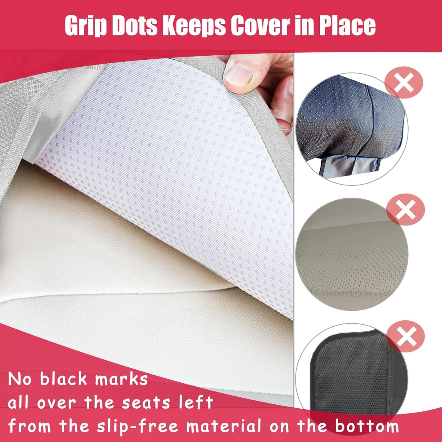 Meolsaek Car Seat Protector for Child Car Seat, Durable 600D Fabric Waterproof Car Seat Cover with Thick Pad Non-Slip Backing，No Imprints (Light Gray-2 pcs)