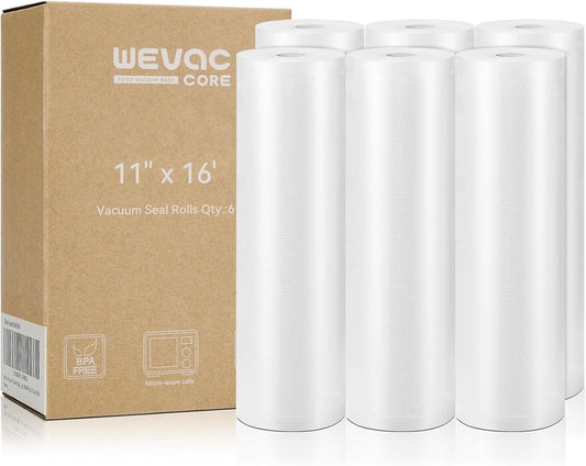Wevac Vacuum Sealer Bags for Food 11x16 6 Rolls, Fit Food Saver Machines