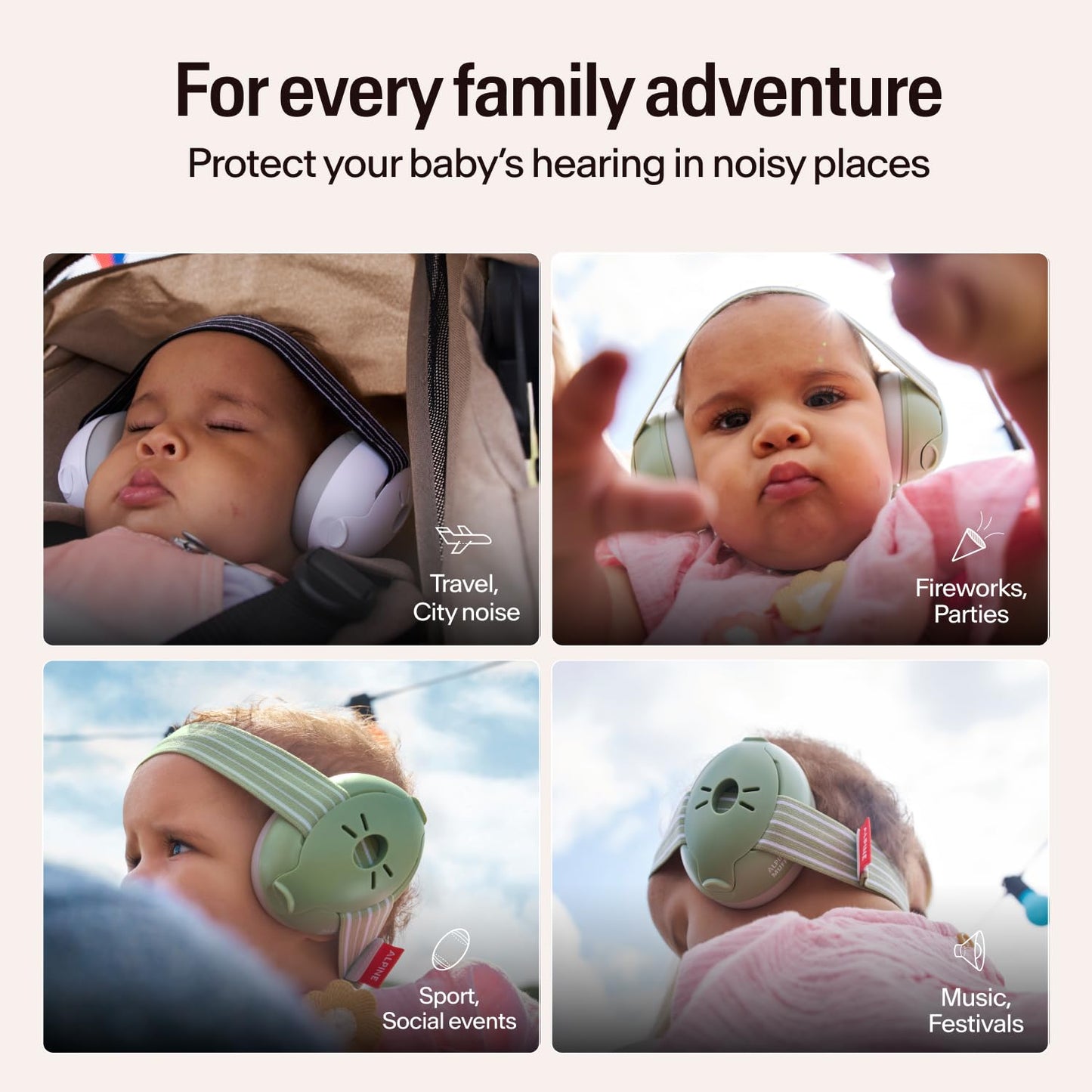 Alpine Muffy Baby Ear Protection for Babies and Toddlers up to 36 Months - CE & ANSI Certified - Noise Reduction Earmuffs - Comfortable Baby Headphones Against Hearing Damage & Improves Sleep - Blush