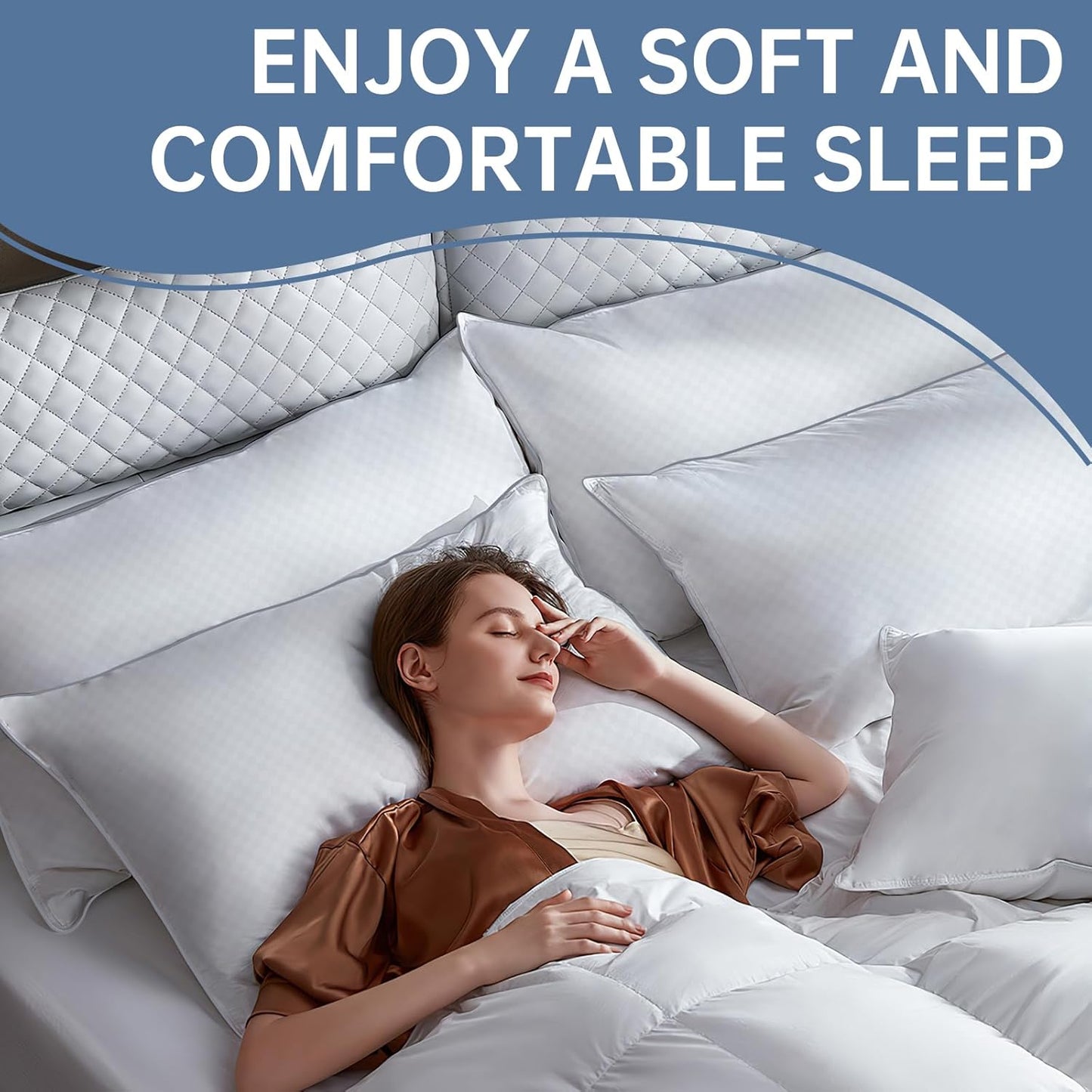 Piwaal Bed Pillows for Sleeping Standard Size Set of 4,Down Alternative Filling,Pillows for Back, Stomach or Side Sleepers