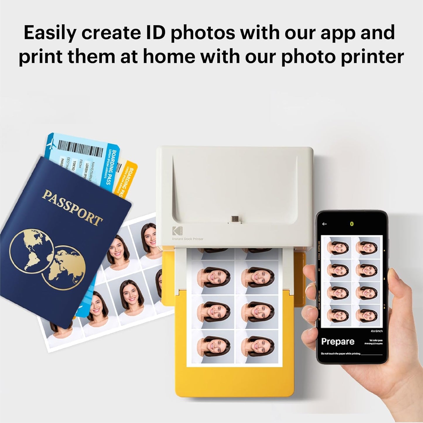 KODAK Dock Plus 4x6'' Photo Printer, 50 Sheets, Docking & Bluetooth Smartphone Printer for iPhone & Android, Instant Color Prints, 4PASS Dye Sublimation