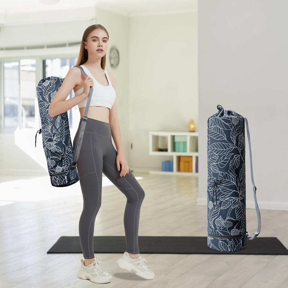 sportsnew Yoga Mat Bag with Water Bottle Pocket & Wet Pocket for Women