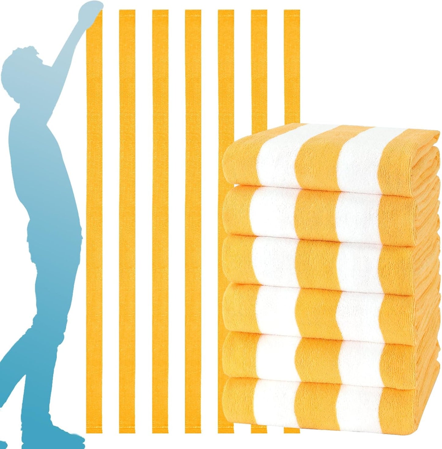 Genovega 6 Packs Oversized 72x40 Inch Stripe Beach Towel Thin Terry Set XL Big Extra Large Accessories Essentials Soft Clearance Super Pool Travel Bath Swim Camping Towels Bulk Men Women Adults Gift