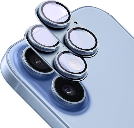 2 Pack Camera Lens Protector for iPhone 17,[Not Easy to Breakn ] AR Tempered Glass Strong Adsorption Metal Camera Cover Screen-Light Blue