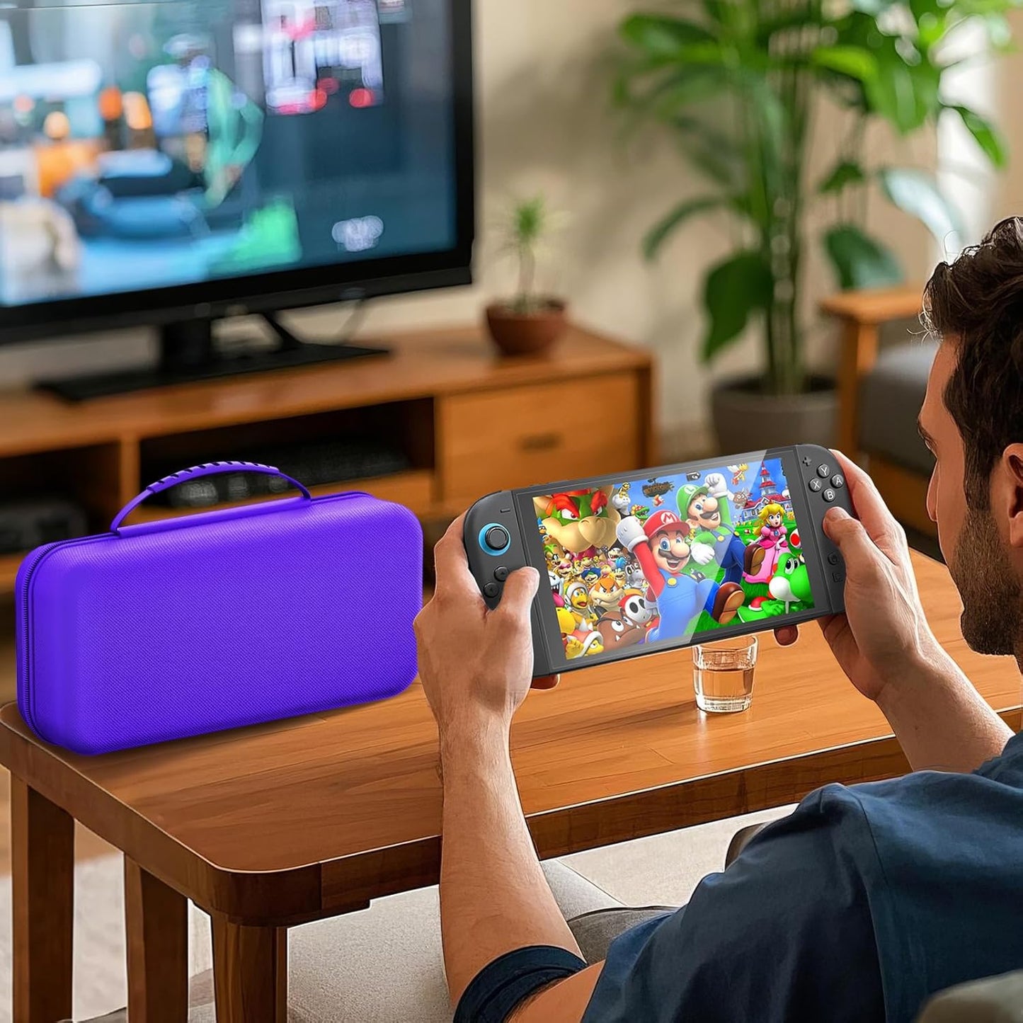 daydayup Switch Carrying Case Compatible with Nintendo Switch 2, with 24 Games Cartridges Protective Hard Shell Travel Carrying Pouch DS Case Purple