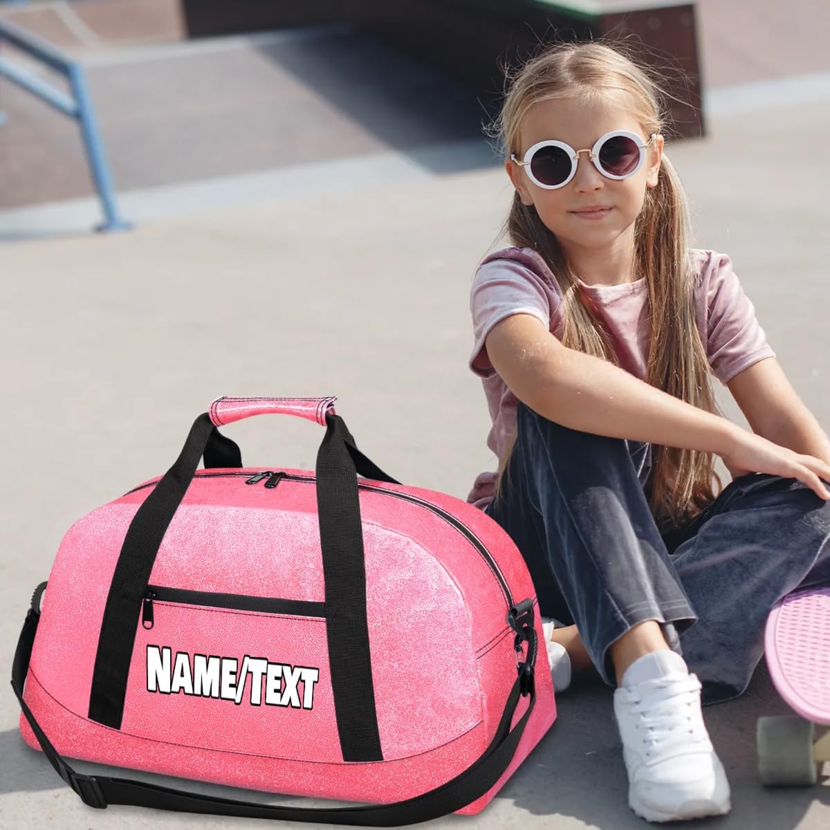 Customized Gym Bag with Name/Text Weekender Travel Bag Personlized Duffle Bags for Women Waterproof Overnight Bag Sports Color Glitter Carry On Travel Tote Bag Dance Bags