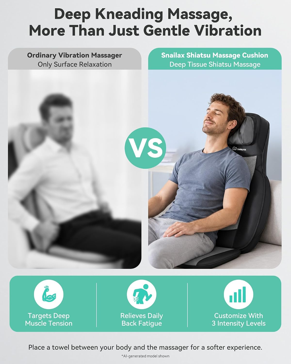Snailax Back Massager with Heat, Shiatsu Massage Chair Pad for Home Office