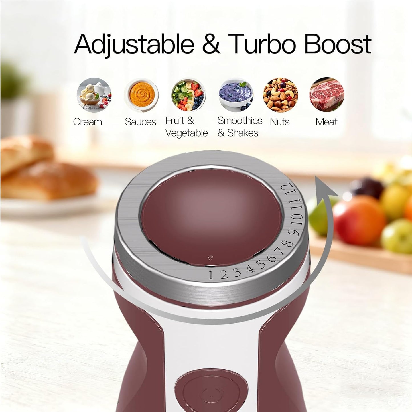 MegaWise 5-in-1 Immersion Hand Blender, Titanium Reinforced Blades (80% Sharper), 12-Speed Powerful Stick Blender with 500ml Chopper, 600ml Beaker, Whisk & Milk Frother for Smoothies, Baby Food & Soup