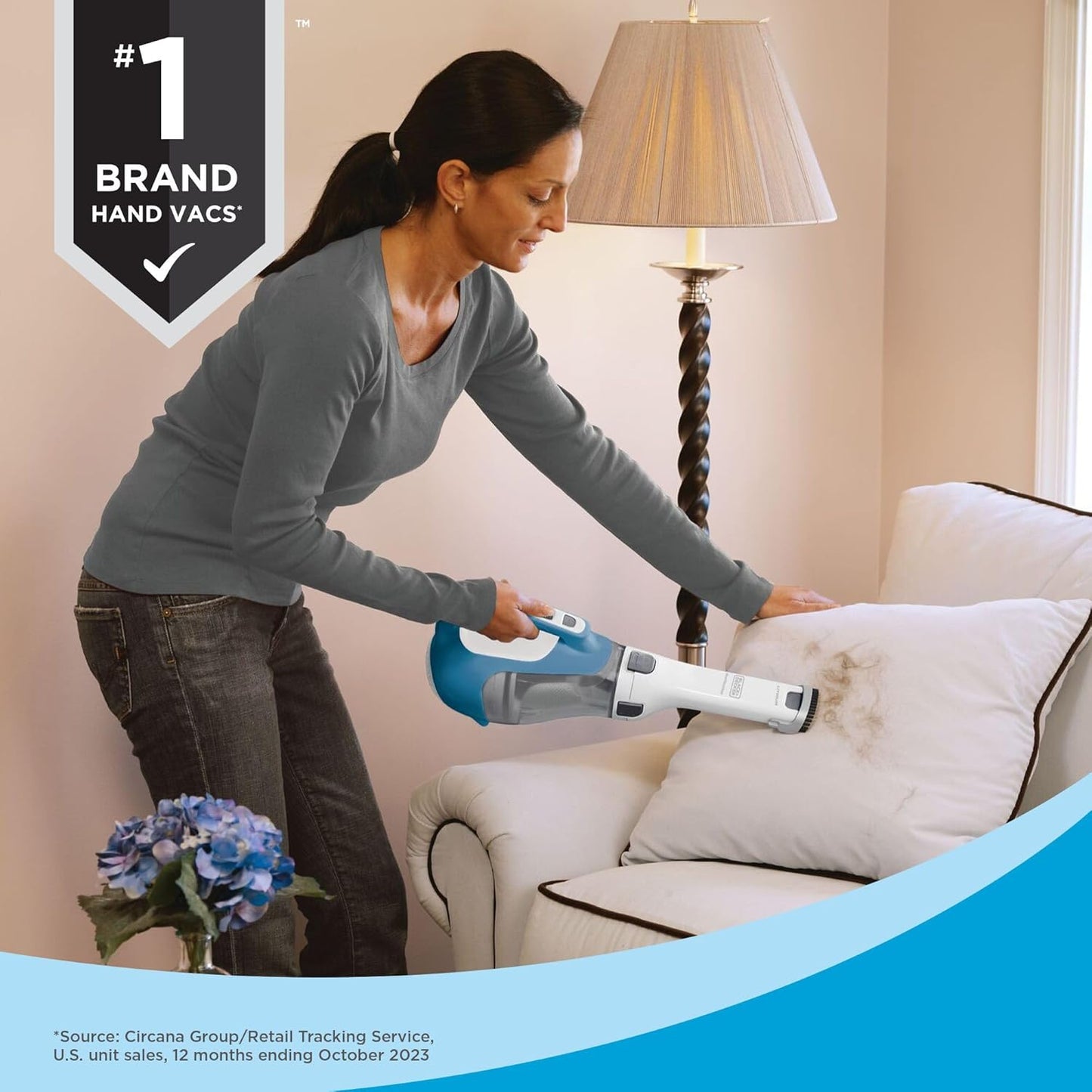 BLACK+DECKER dustbuster AdvancedClean Handheld Vacuum Cordless, Compact Home and Car Vacuum with Crevice Tool, Rotating Nozzle and Charging Station, Large Dust Bowl (CHV1410L)
