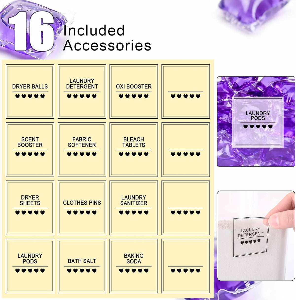 4 Pack Laundry Pods Container and Dryer Sheet Holder with Bamboo Lids, Laundry Room Organization Set with Labels and Scoops for Detergent Powder, Scent Booster Beads, 2600 +2000ml/0.53+0.7gal