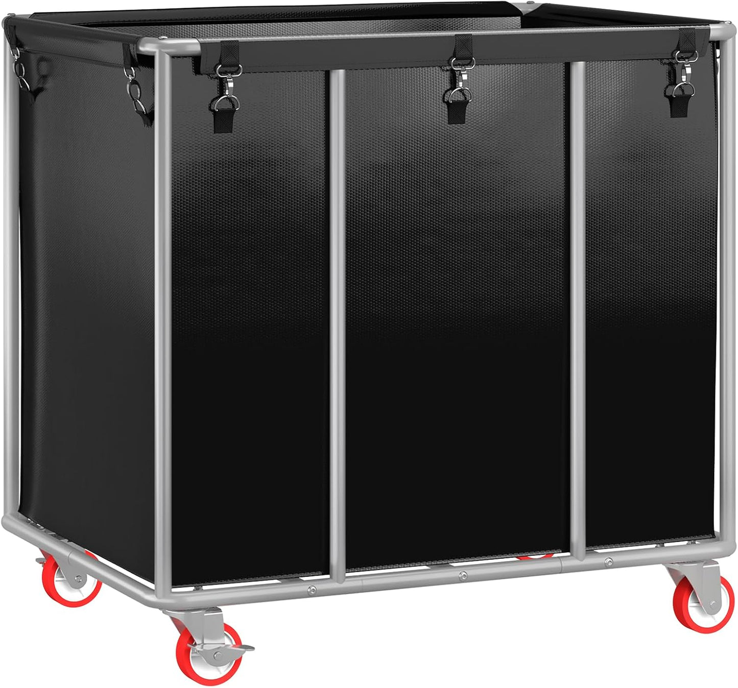 ELYKEN Commercial Laundry Cart with Wheels, 420L Heavy Duty Rolling Laundry Hamper, Large Laundry Basket with Removable Waterproof Liner Bag, Sturdy Steel Frame, 400 lbs Capacity, Black