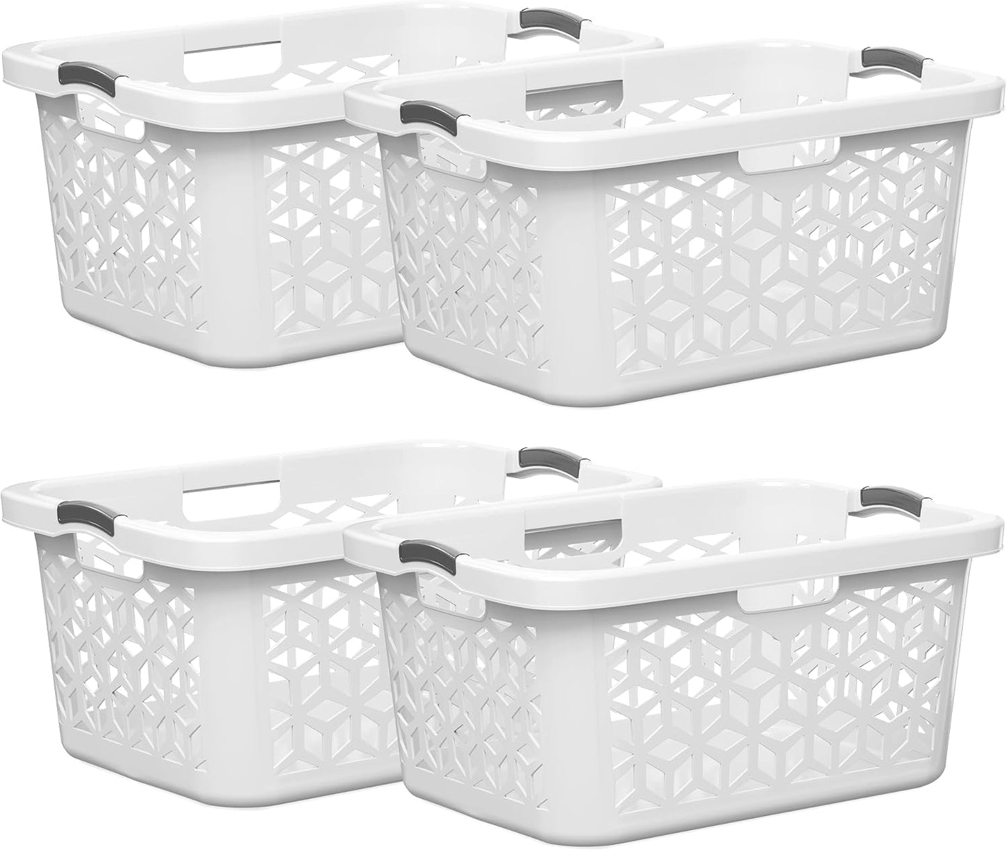 EconoHome Laundry Basket - Large 2 Bushel Laundry Basket with Handles - Stackable Plastic Hamper for Dirty Clothes - Storage Bin & Organizer for Bathroom, Bedroom - White, 70.5L Capacity – Heavy Duty