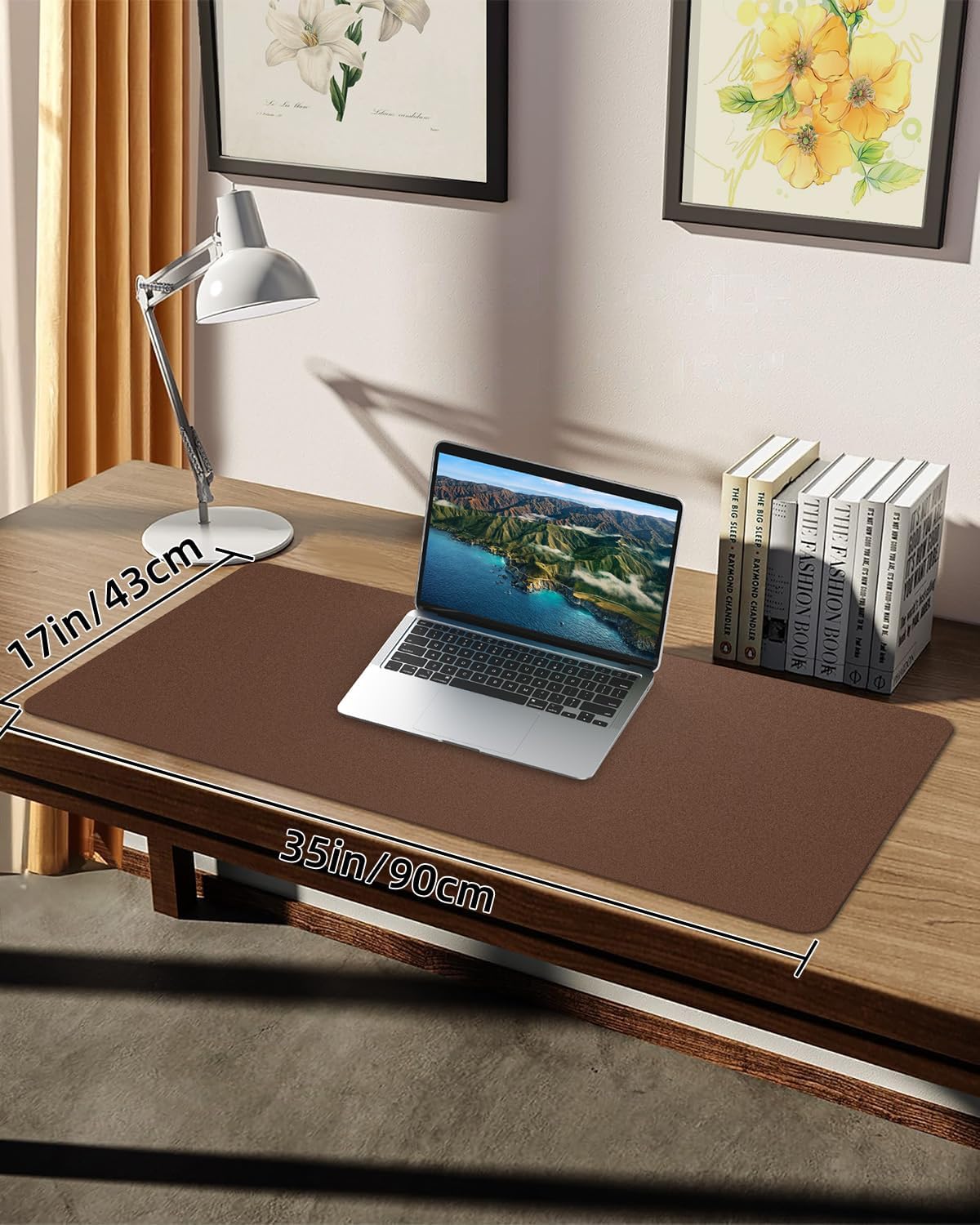 PULeather Non-Slip Desk Mat, Large Mouse Pad & Laptop Desk Pad - Waterproof Writing Pad for Office & Home (Brown, 35.4" x 17")