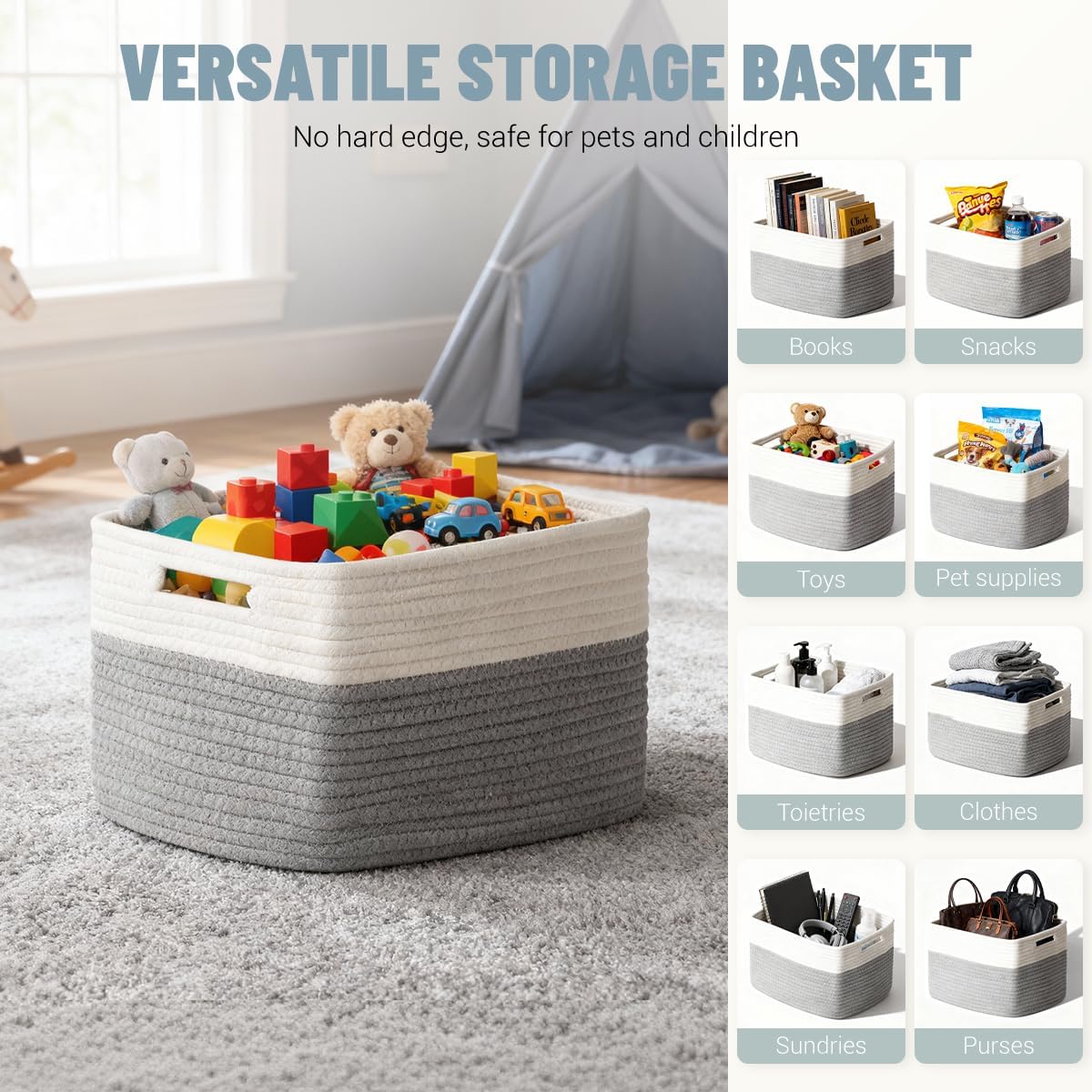 5 Pack Woven Storage Baskets, Decorative Storage Bins for Organizing