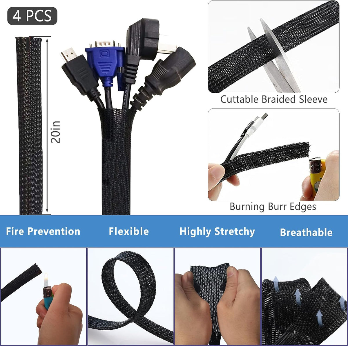 ELII 328Pcs Cable Management Kit, 8 Magnetic Cable Holder 69 Cable Clips