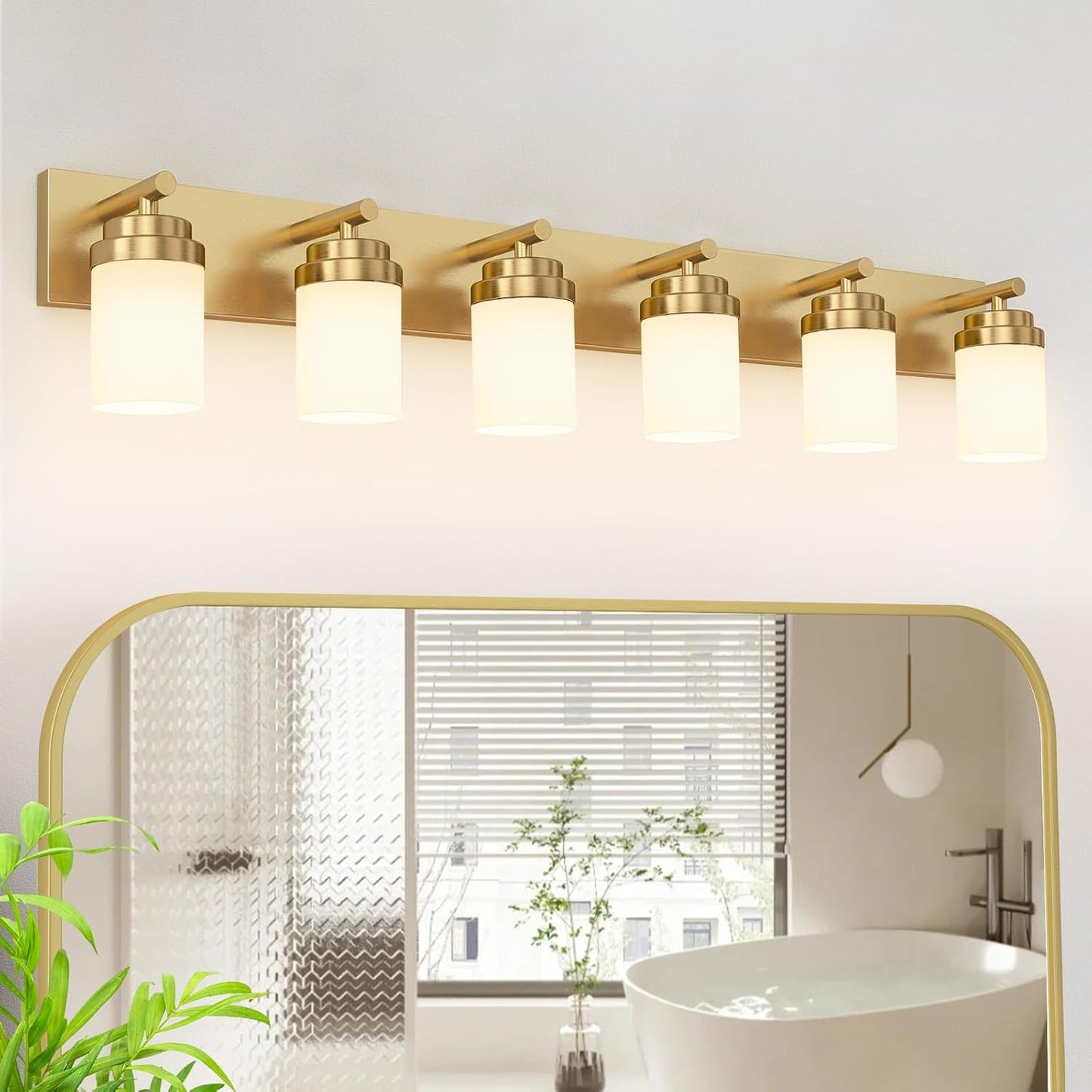 IZORRO Bathroom Vanity Light Fixture, 3-Light 22 Inch Brushed Nickel Bathroom Light Fixtures Over Mirror, with White Glass Shade, Modern Farmhouse Vanity Lights, Rustic Restroom Lighting Fixtures